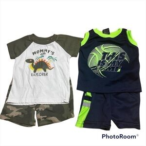18 mos Boy Outfit Bundle Dinosaur Sports Summer Shorts